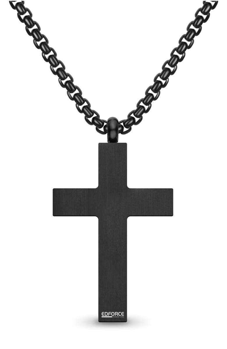 EDFORCE Men's Cross Pendant Necklace, Alternate, color, Black