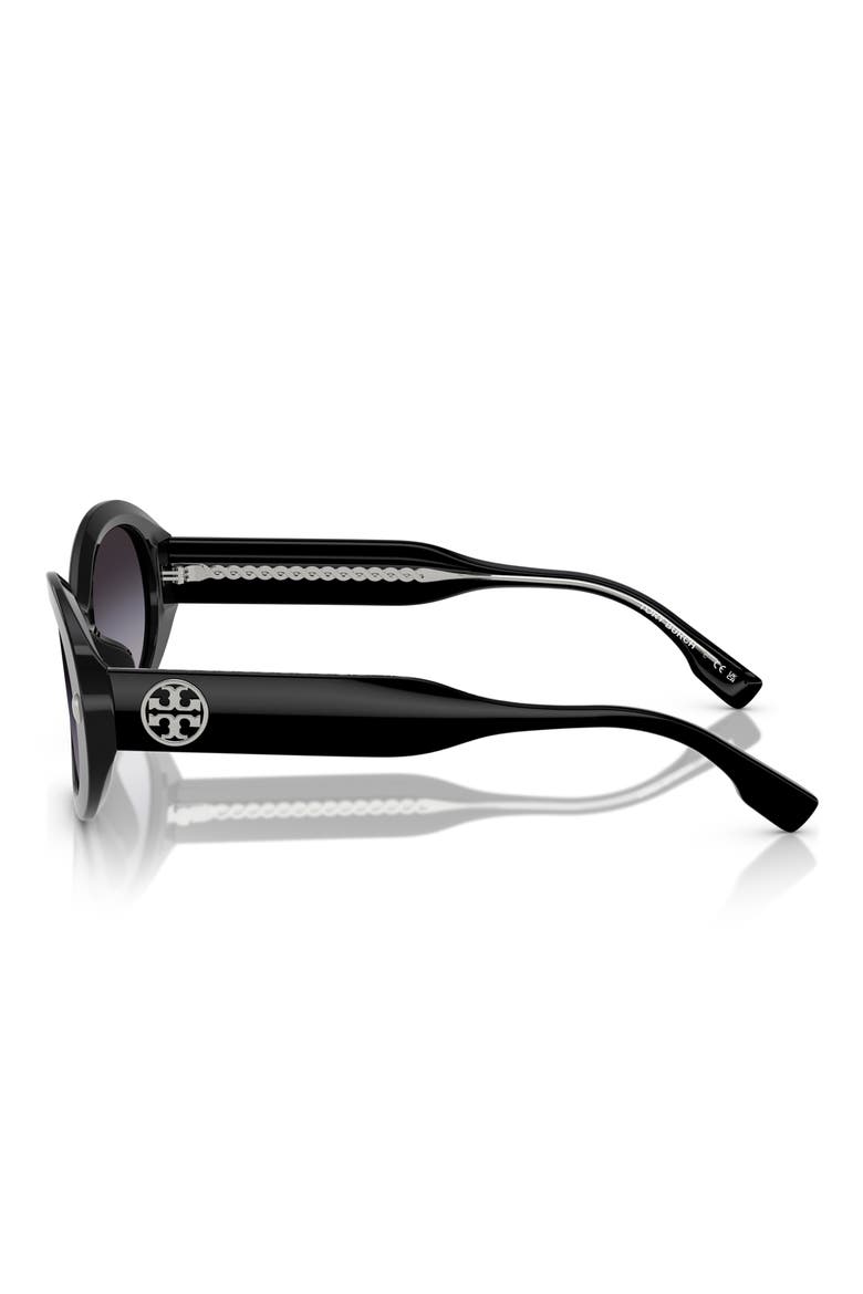 53mm Gradient Oval Sunglasses, Alternate, color, BLACK