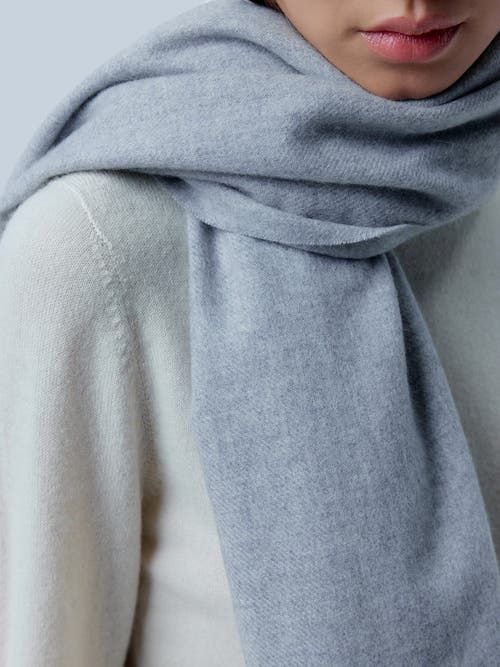 Gobi Cashmere Wide Fringe Scarf In Gray