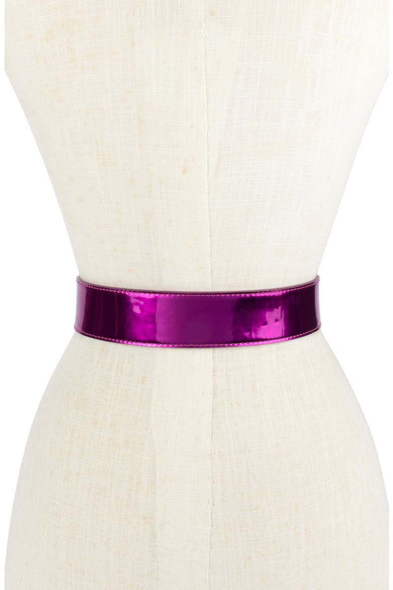 Metallic Leather Belt, Alternate, color, FUCHSIA/ ANTIQUE BRASS