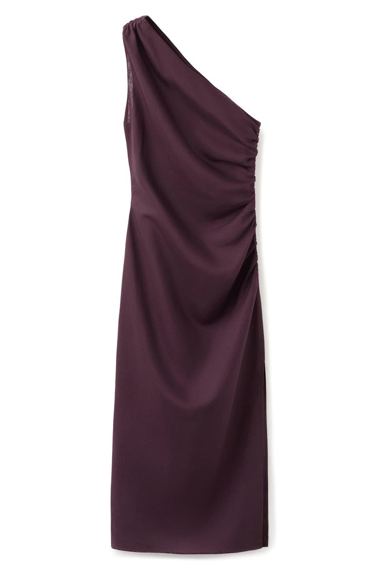 Ruched One-Shoulder Maxi Dress, Main, color, BURGUNDY
