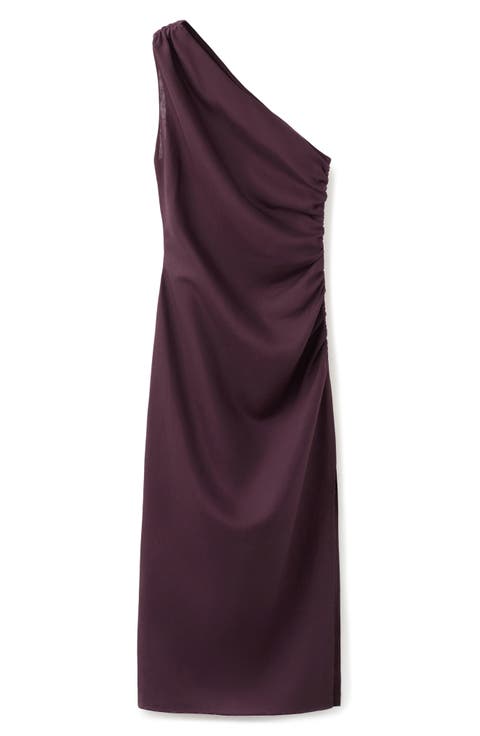 Ruched One-Shoulder Maxi Dress