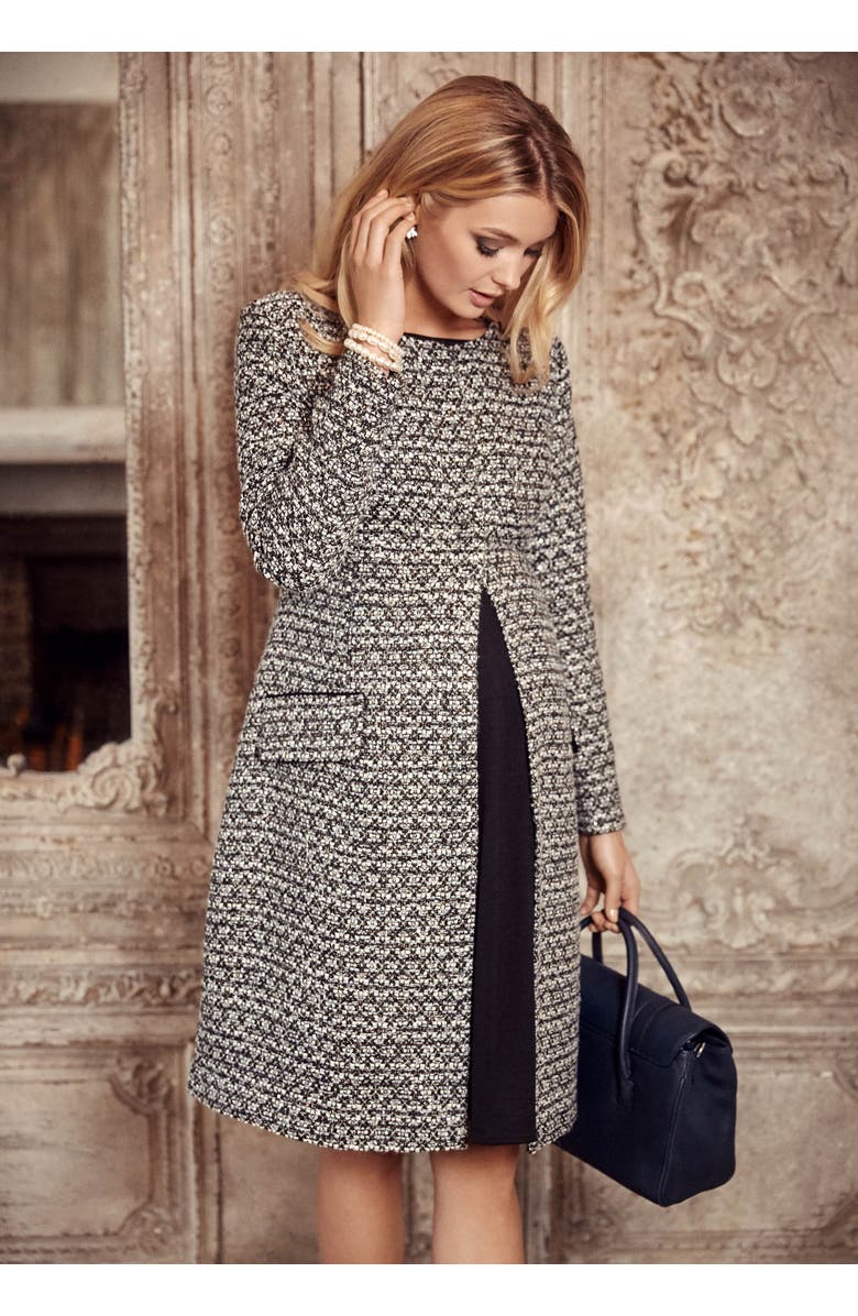 Tiffany Rose Maternity Verity Boucle Maternity Coat, Alternate, color, Snow Forest