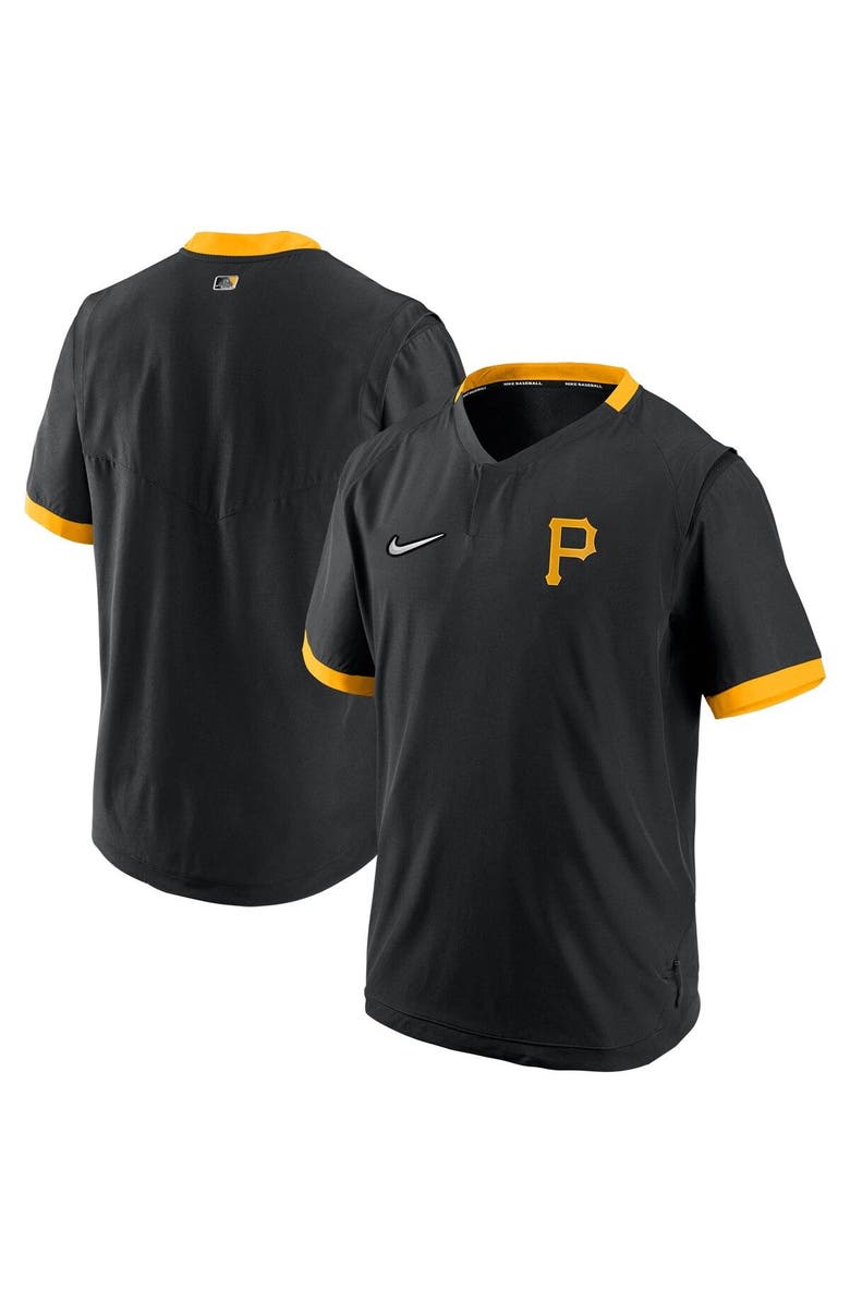 Nike Men's Nike Black/Gold Pittsburgh Pirates Authentic Collection Short Sleeve Hot Pullover Jacket, Main, color, 