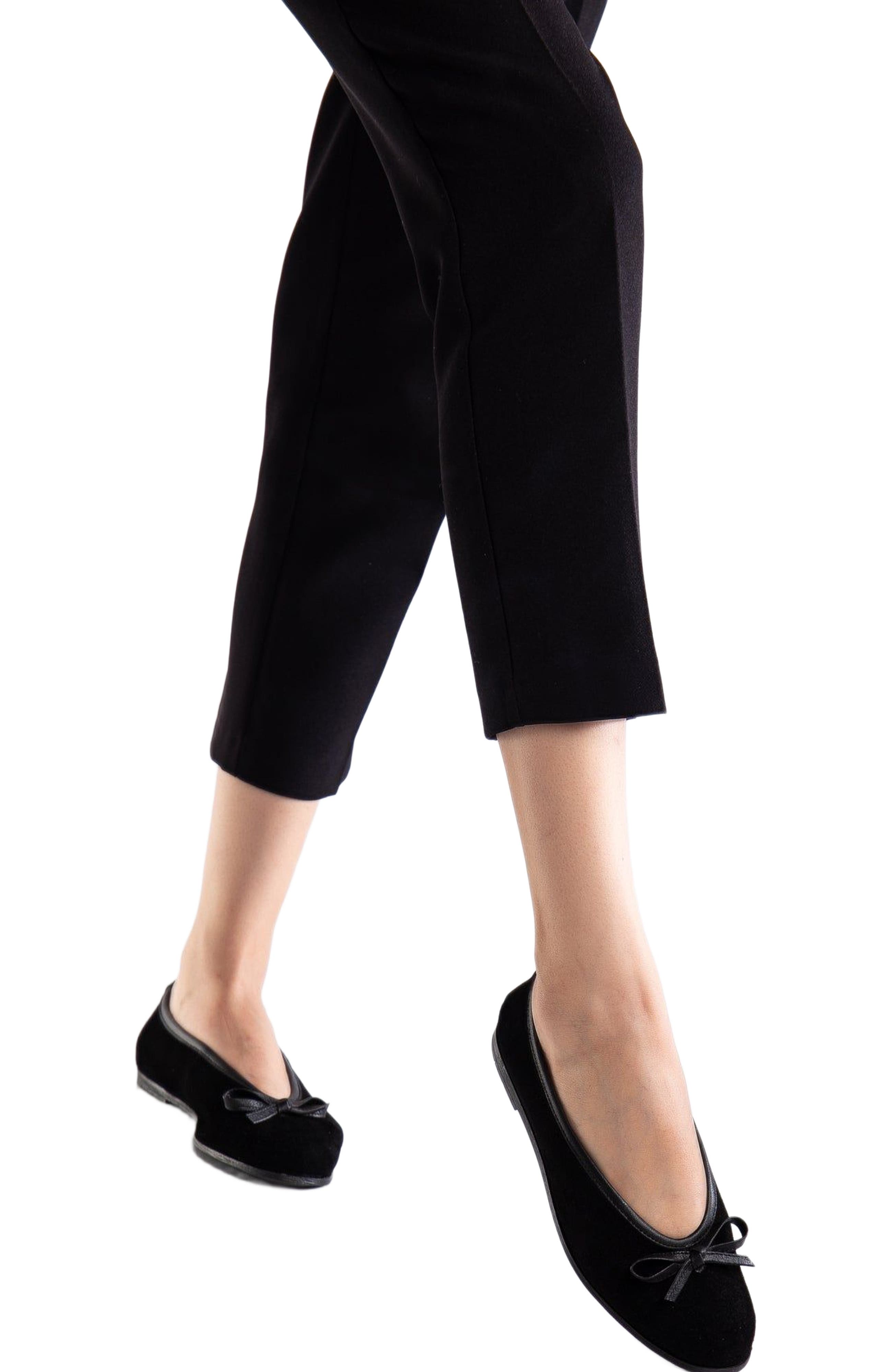 Forever 
Always Shoes Freya Leather Ballerina Flats, Alternate, color, Black Suede Leather