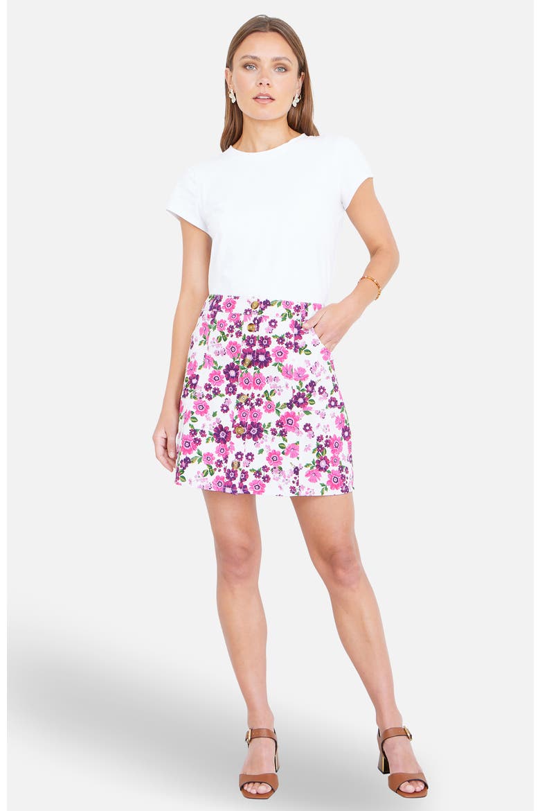 Cotton Stretch Button-Up Mini Skirt, Alternate, color, Pink