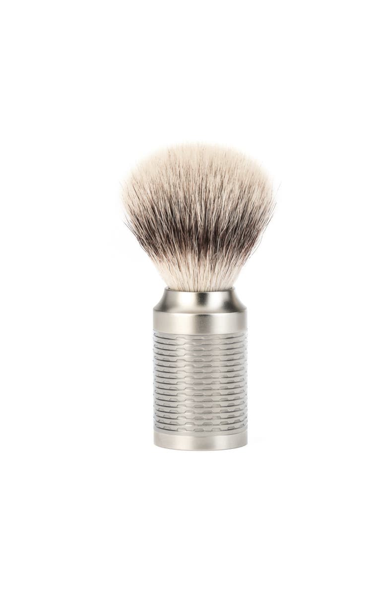 MÜHLE Rocca Pure Matt Stainless Steel Silvertip Fiber Shaving Brush, Main, color, Silver