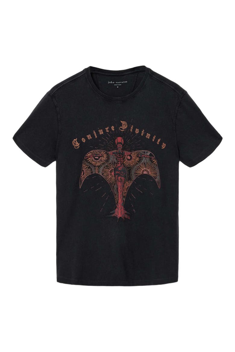 Deco Goddess Embellished Organic Cotton T-Shirt, Alternate, color, BLACK