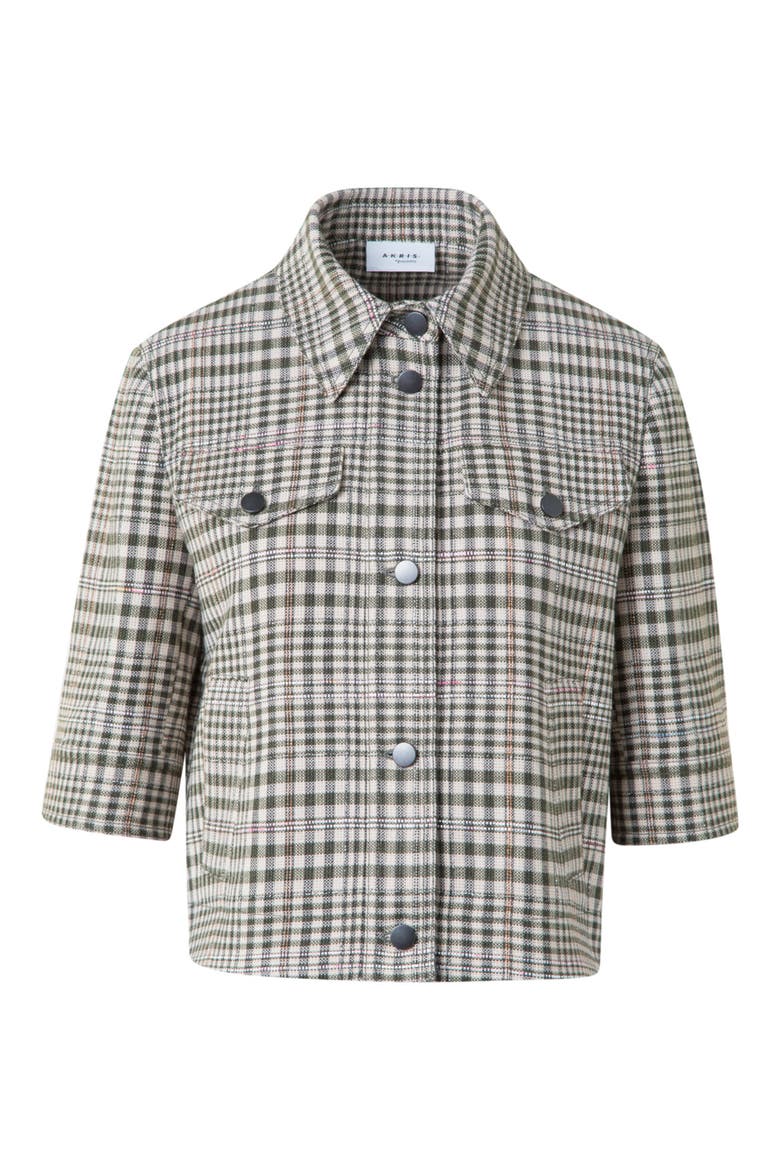 Check Crop Jacket, Alternate, color, CREAM-BLACK