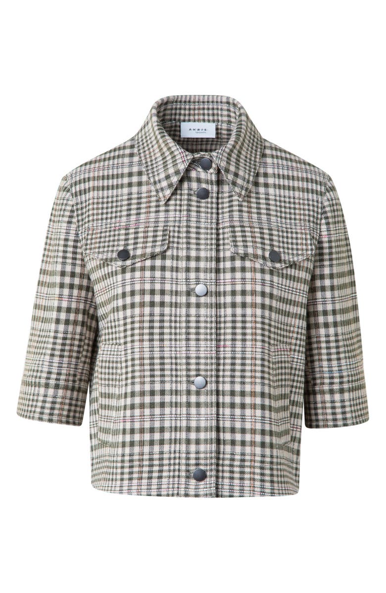 Akris punto Check Crop Jacket, Alternate, color, Cream-Black