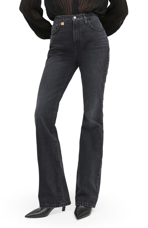 Favorite Daughter The Valentina Super High Waist Mini Bootcut Jeans In Black