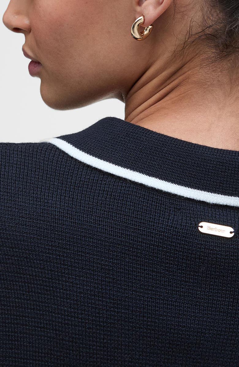 Barbour Colleen Cotton Collared Cardigan, Alternate, color, Dark Navy