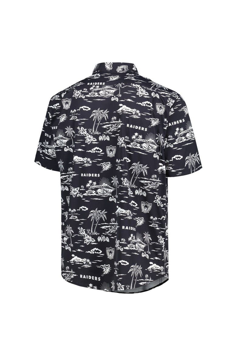 Men's Reyn Spooner Black Las Vegas Raiders Throwback Kekai Print Button-Up Shirt, Alternate, color, Black