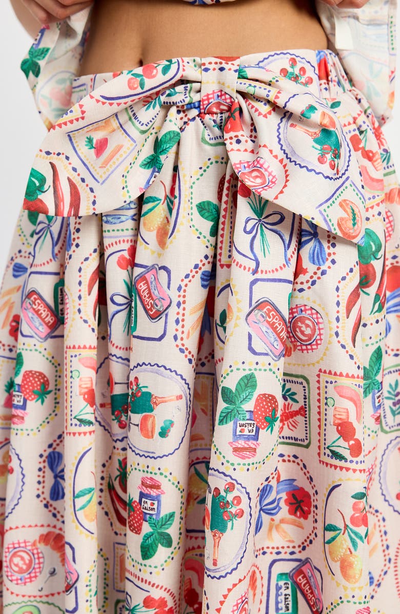 En Saison Nateli Bow Print Midi Skirt, Alternate, color, 
