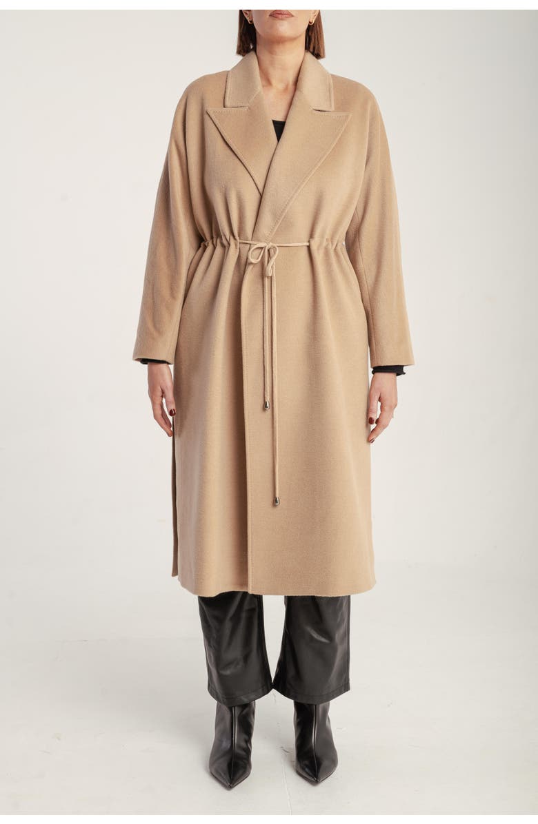 1982 Cashmere Tie Waist Lapel Coat, Alternate, color, Yellow Camel