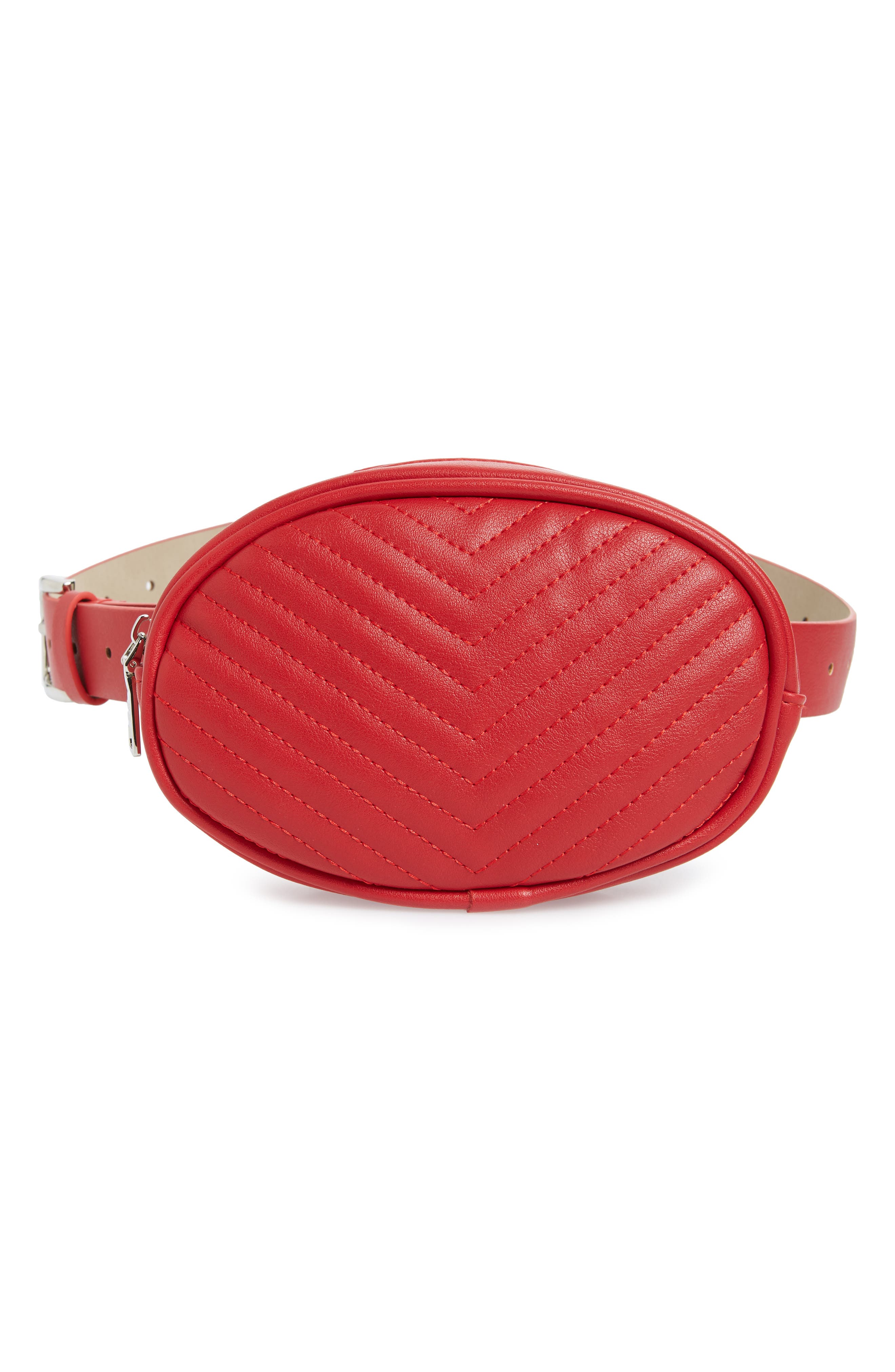 Quilted Belt Bag, Main, color, RED
