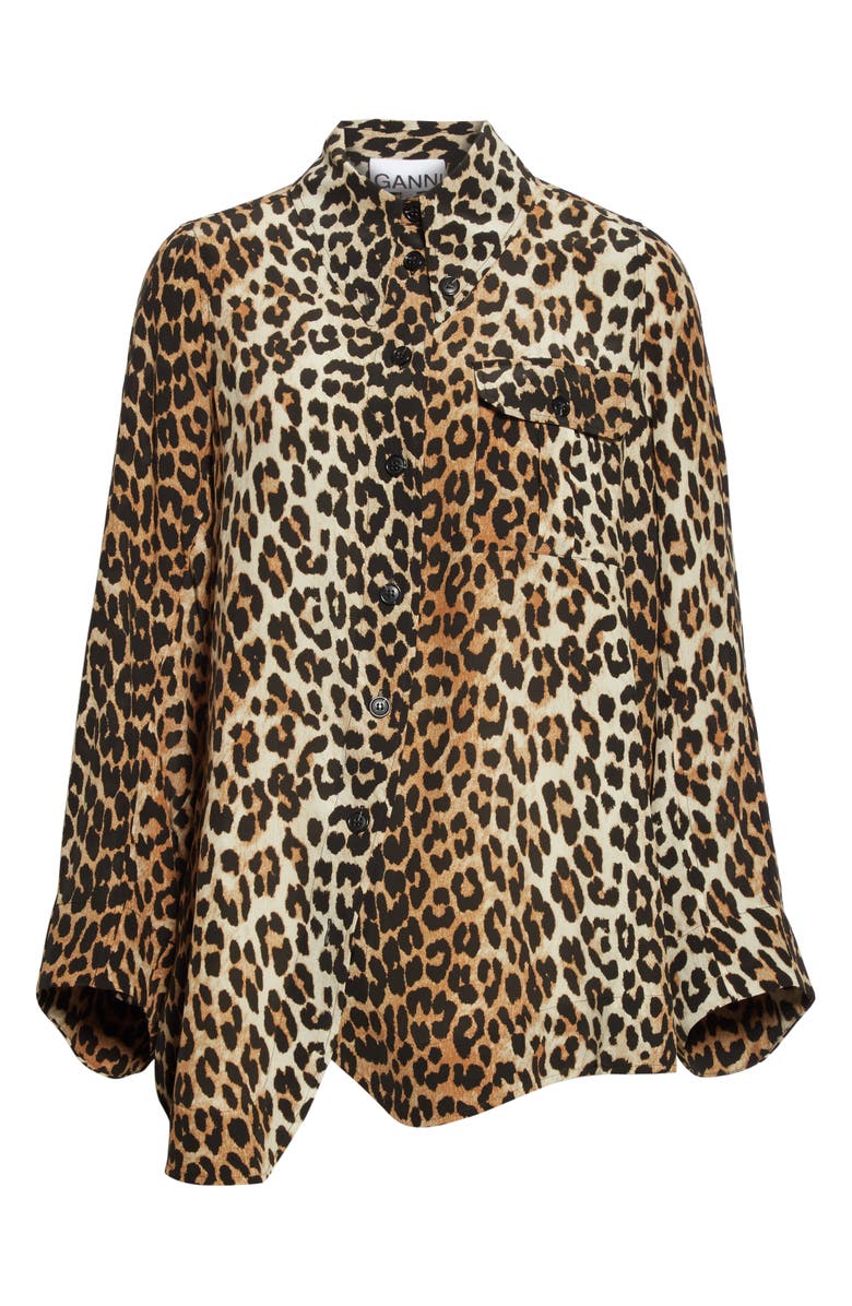 Ganni Leopard Print Shirt, Alternate, color,