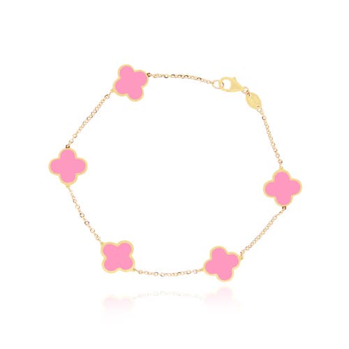 The Lovery Fine Jewelry Small Bubblegum Pink Clover Bracelet In Pink