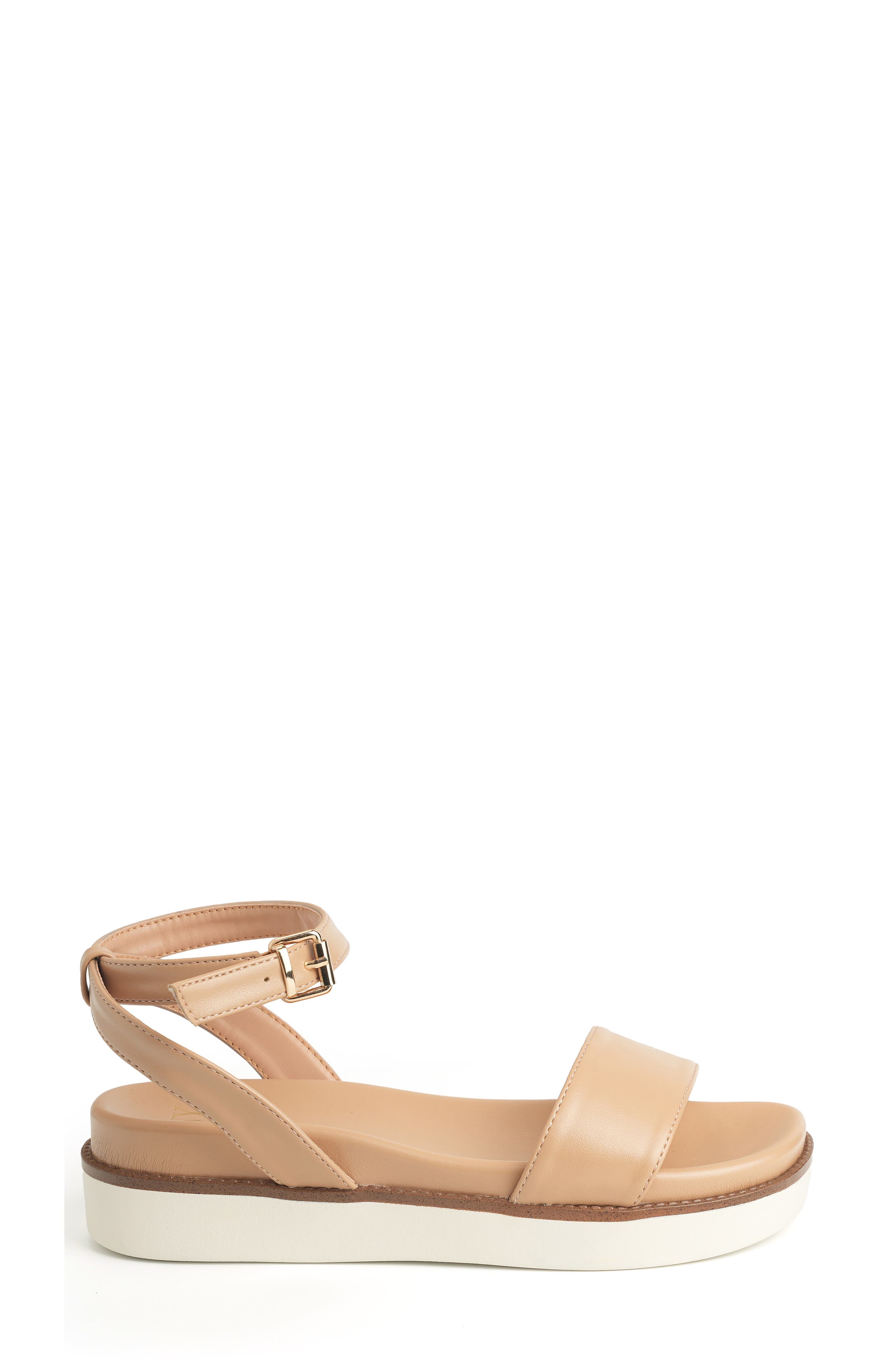 Charli Ankle Strap Platform Sandal, Alternate, color, TAN