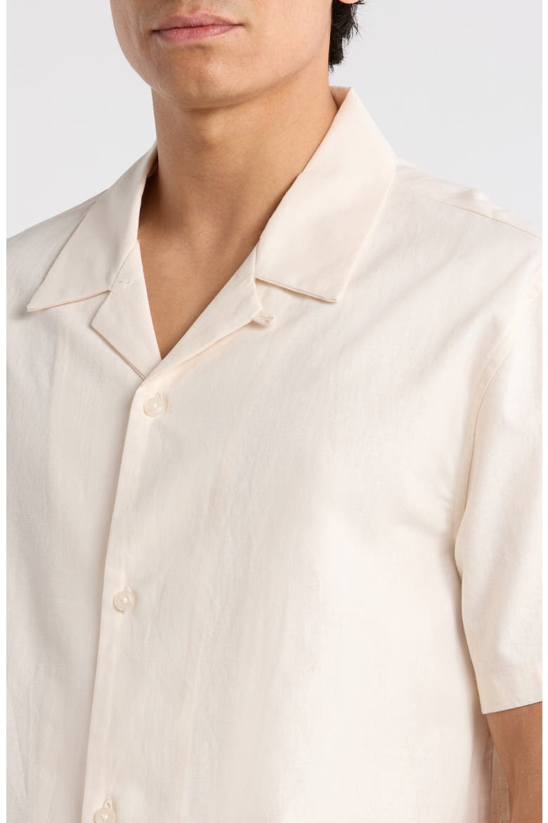 Elai Button-Up Cotton & Linen Camp Shirt, Alternate, color, CREAM