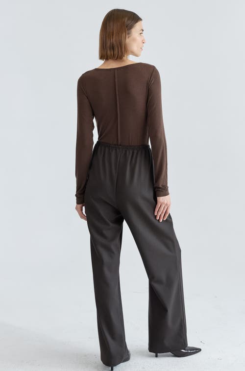 Almina Concept Long Sleeve Boat Tee In Brown