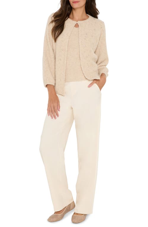 Nic + Zoe Nic+zoe Crystal Embellished Nep Cardigan In Neutral