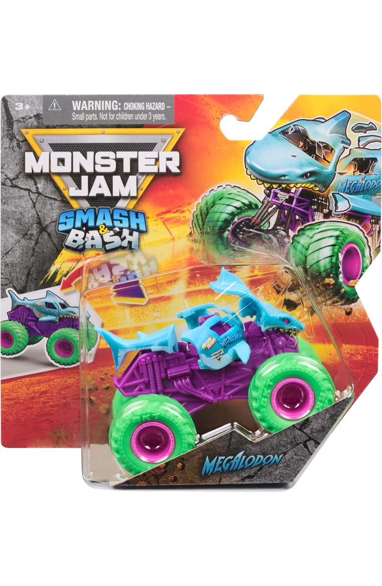 Grave Digger Smash and Bash Megalodon Die Cast Vehicle, Main, color, Purple