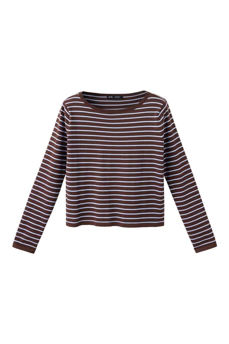Basikina Stripe Sweater, Alternate, color, CHOCOLATE