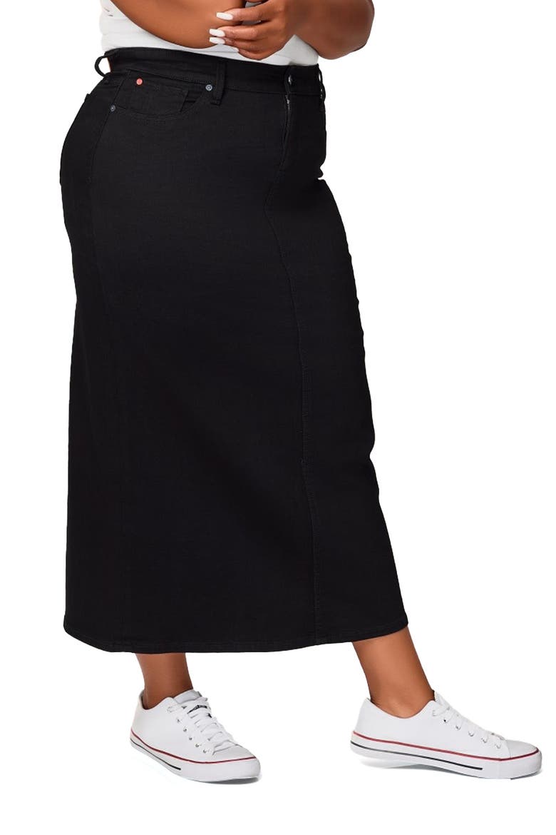 Denim Maxi Skirt, Alternate, color, BLACK