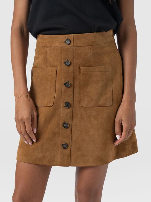 Saint + Sofia Luther Suede Mini Skirt In Brown
