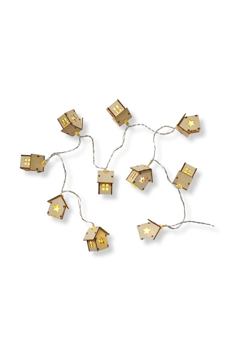 Wooden House LED String Lights Indoor Decorative Lighting, Main, color, Beige