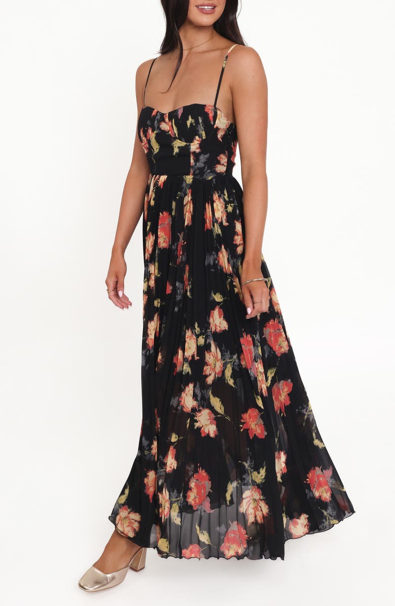Petal & Pup Achanti Pleated Maxi Dress, Alternate, color, Black Multi