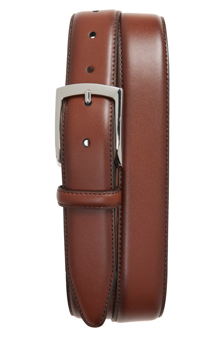 Feather Edge Leather Belt, Main, color, TAN