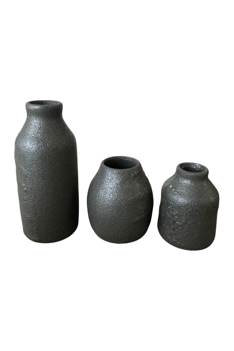 Round Crater Vase, Alternate, color, Black