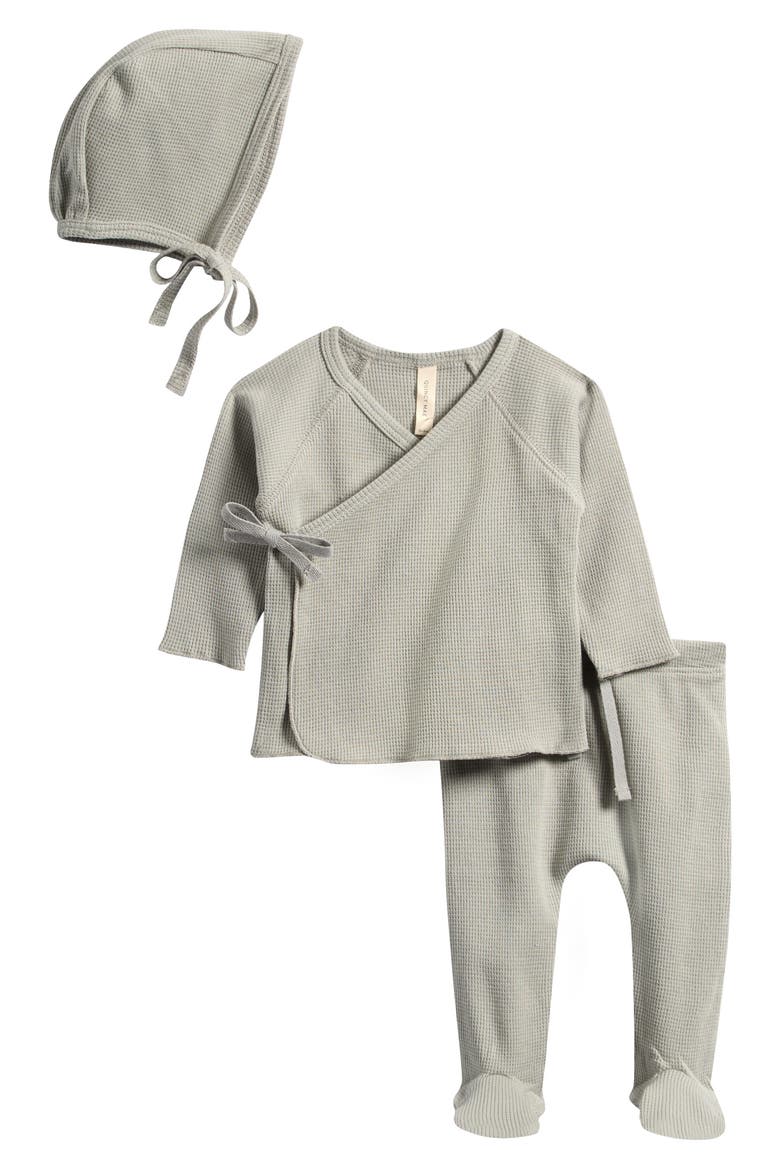 Take Home Organic Cotton Top, Footie Pants & Cap Set, Main, color, SAGE