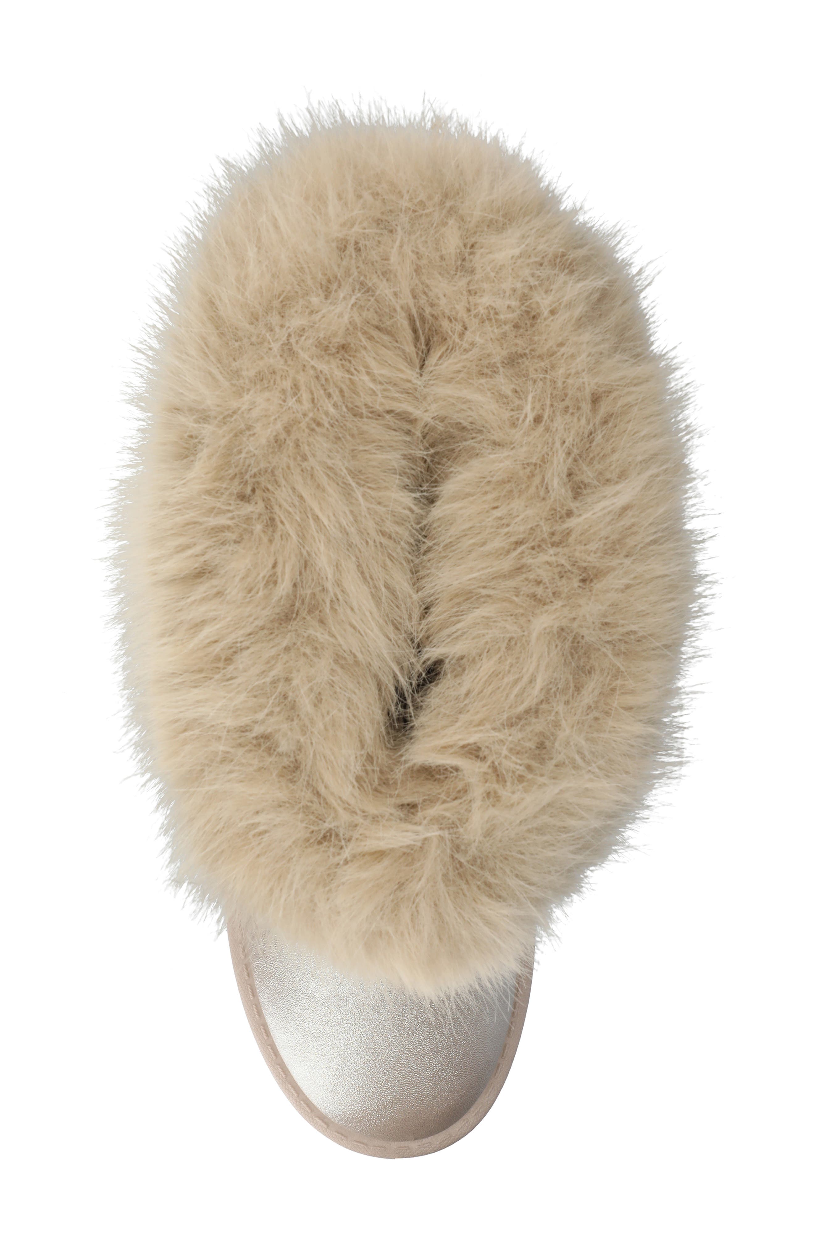 Journee Collection Shanay Faux Fur Boot, Alternate, color, Champagne