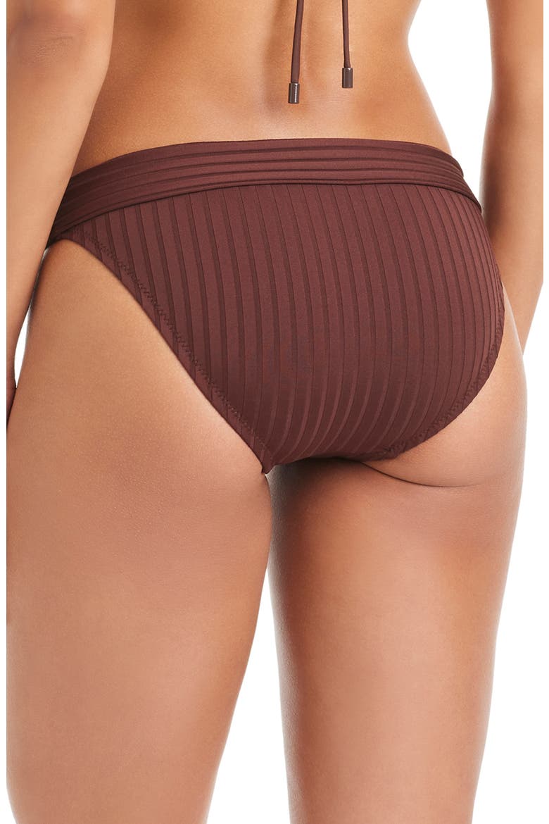 Banded Rib Hipster Bikini Bottoms, Alternate, color, ESPRESSO