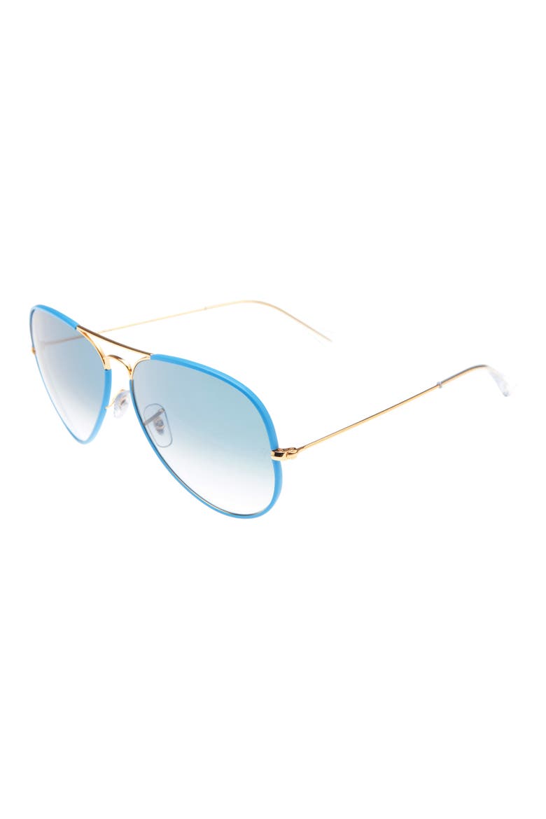 Aviator Full Color 62mm Pilot Sunglasses, Alternate, color, LGT BLUE GOLD/ CLEAR GRAD BLUE