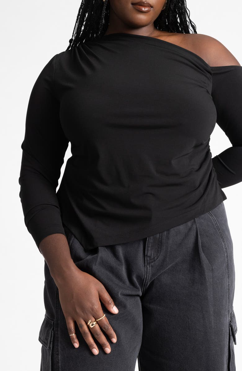 ELOQUII Asymmetric One-Shoulder Top, Alternate, color,