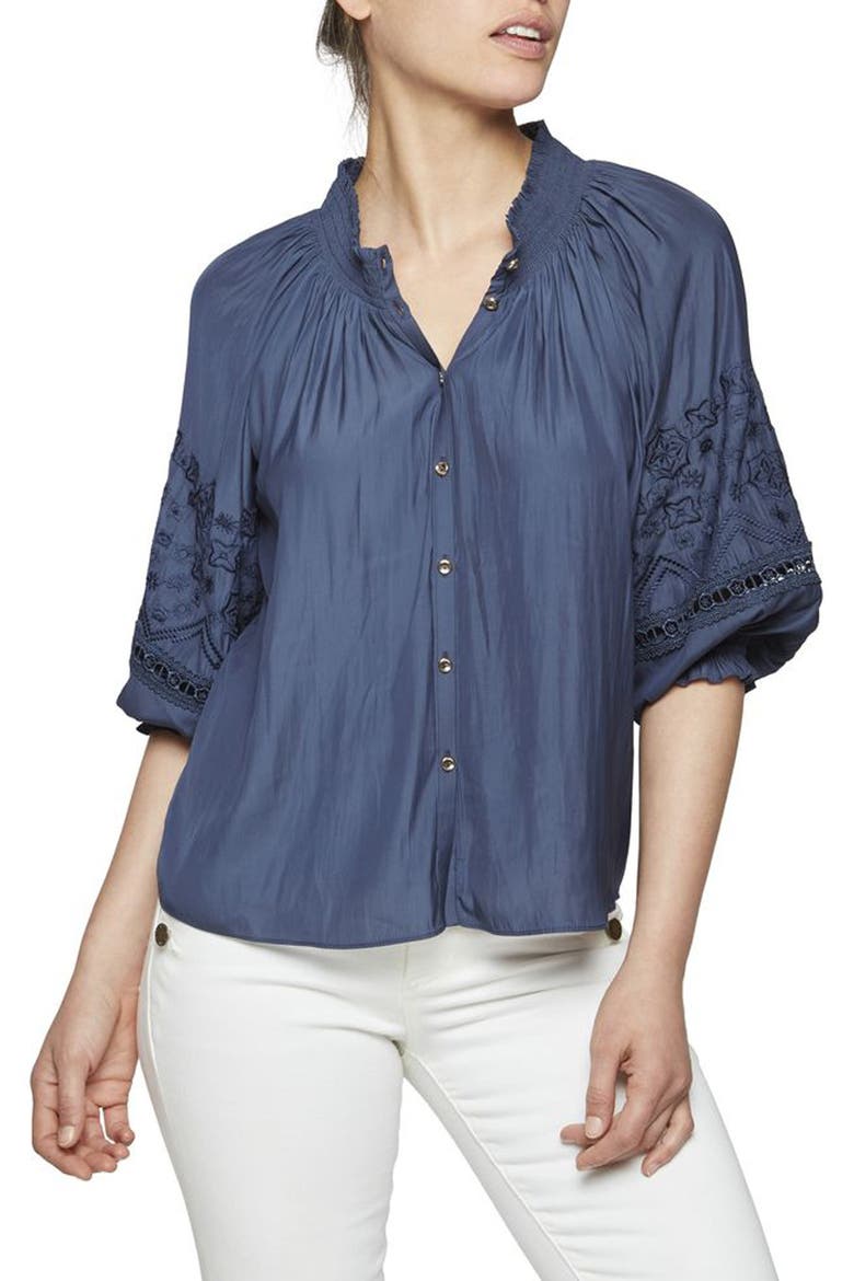 Maddy Buttoned Top, Main, color, NAVY