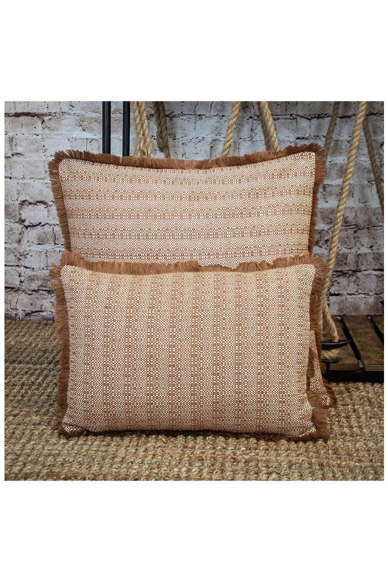 Fringe Trim Square Accent Pillow, Alternate, color, BROWN