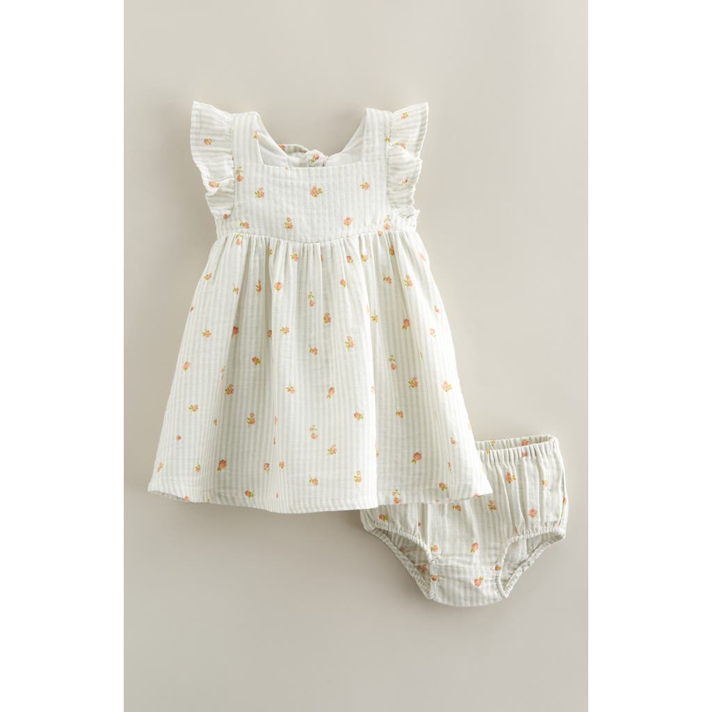Nordstrom Flutter Sleeve Tie Back Cotton Muslin Sundress & Bloomers In White