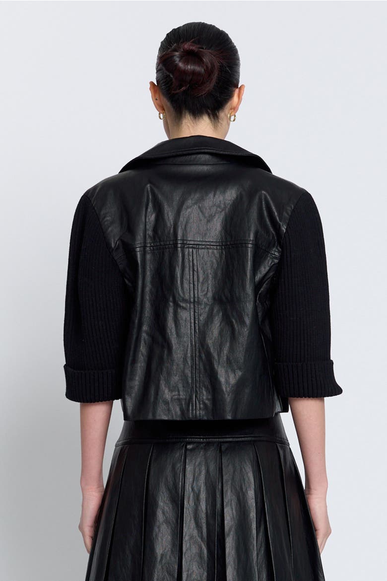 Quinn Cropped Vegan X Sweater Jacket, Alternate, color, BLACK