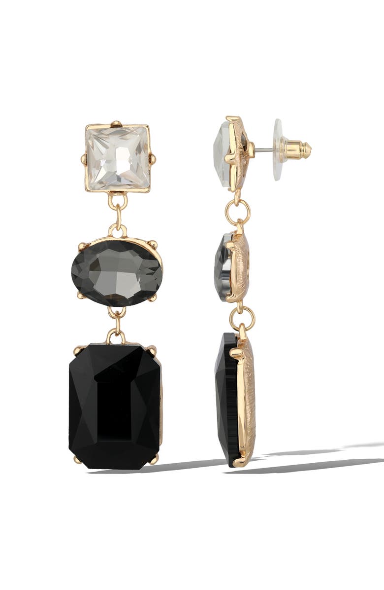 Jessica Simpson Black Crystal Drop Earrings, Alternate, color, 