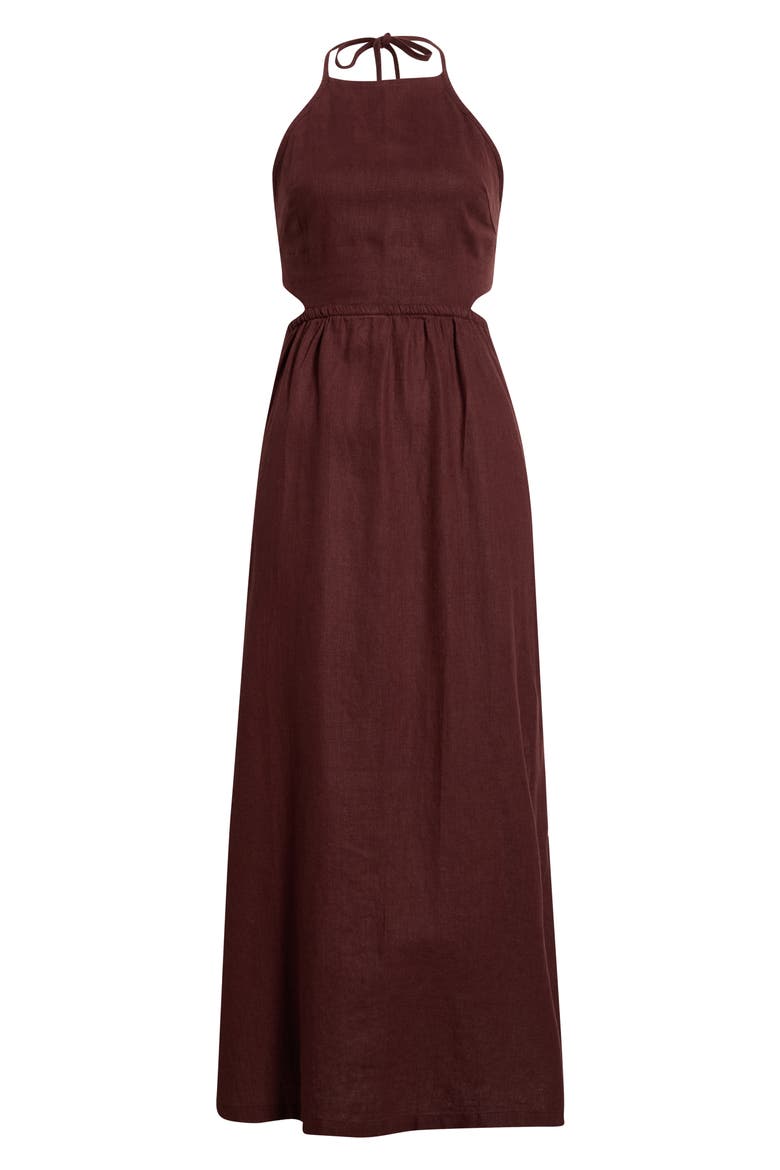 SoftWash Linen Halter Dress, Alternate, color, ICED MOCHA