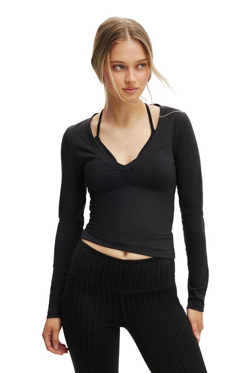 Cotton On Body Active Ultra Soft Plunge Front Long Sleeve In Black