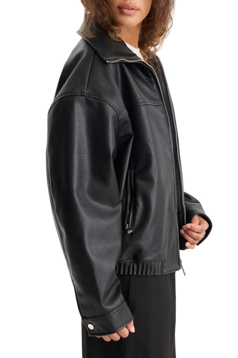 Better Than Leather Funnel Neck Faux Leather Jacket, Alternate, color, BLACK001