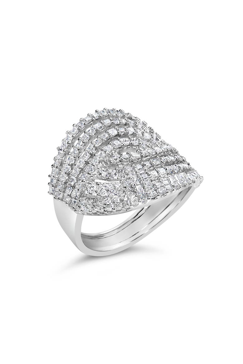 10K White Gold 1 1/2 Cttw Princess Diamond Swirl Design Cocktail Ring, Alternate, color, White Gold
