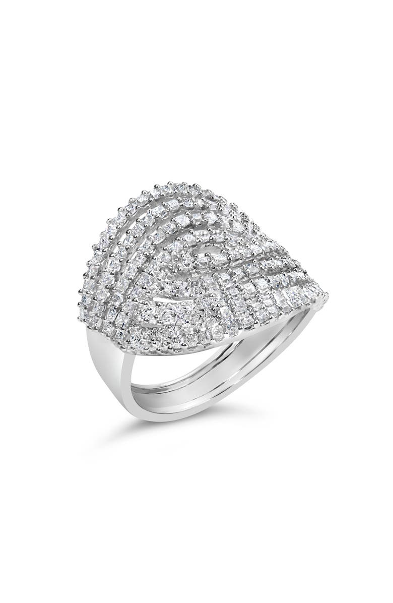 Haus of Brilliance 10K White Gold 1 1/2 Cttw Princess Diamond Swirl Design Cocktail Ring, Alternate, color, White Gold
