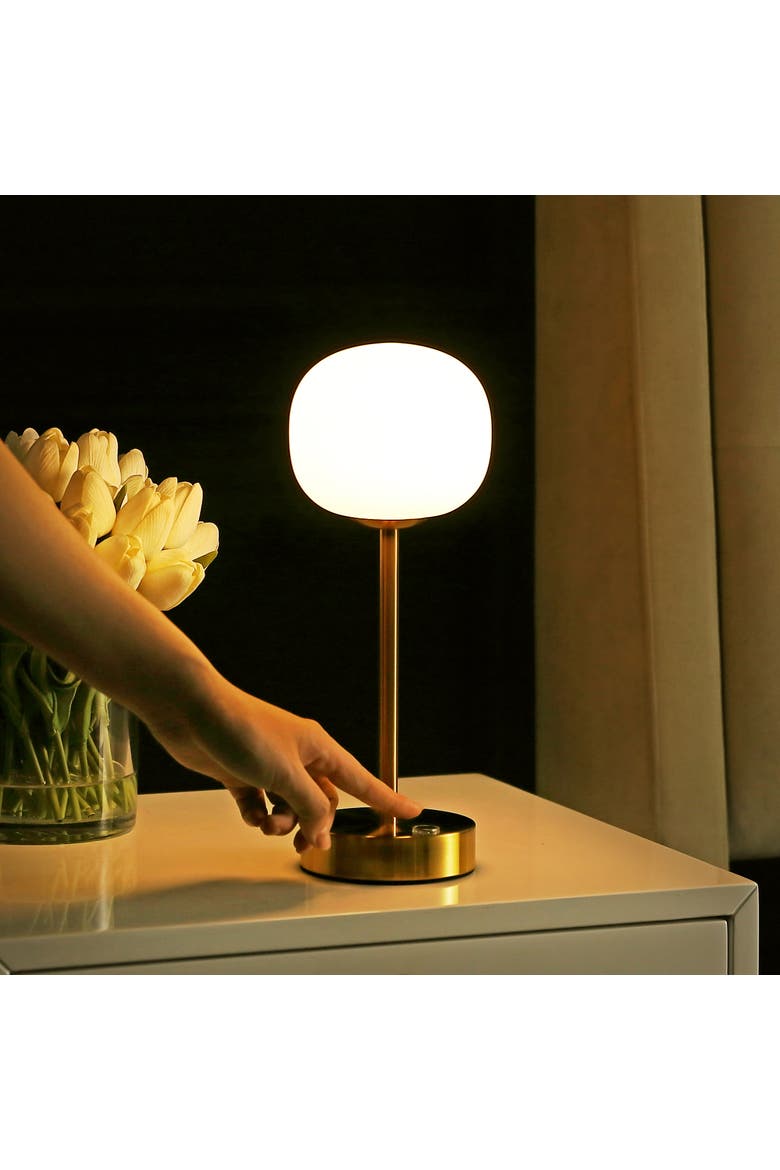 Natalia Modern Minimalist Iron Rechargeable Integrated Portable LED Table Lamp, Alternate, color, Brass Gold